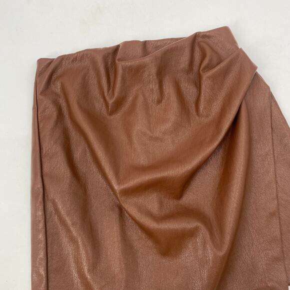 Aritzia Wilfred Brown Faux leather Wrap Mini Skirt - Picture 4 of 10